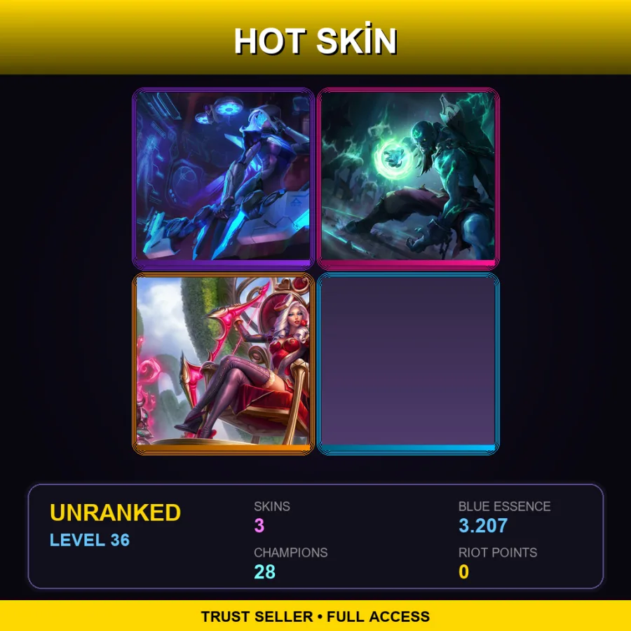 SG | Lv36 | Unranked | 3 Skin | 28 Champ — LoL account
