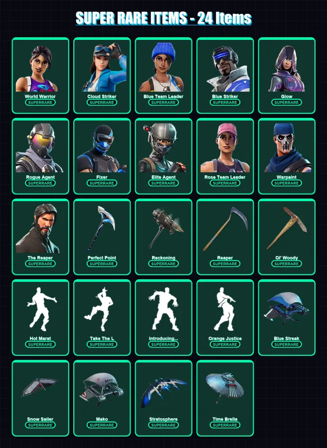 [PC/XBOX/PSN] | World Warrior | Cloud Striker | Blue Team Leader | Blue Striker | Glow | 147 skin | 147 pickaxe | 139 emote | 127 glider | Lv2064