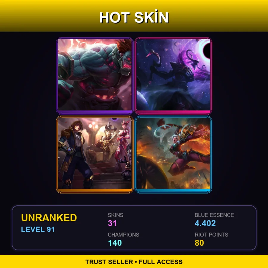 LAS | Lv91 | Unranked | 31 Skin | 140 Champ