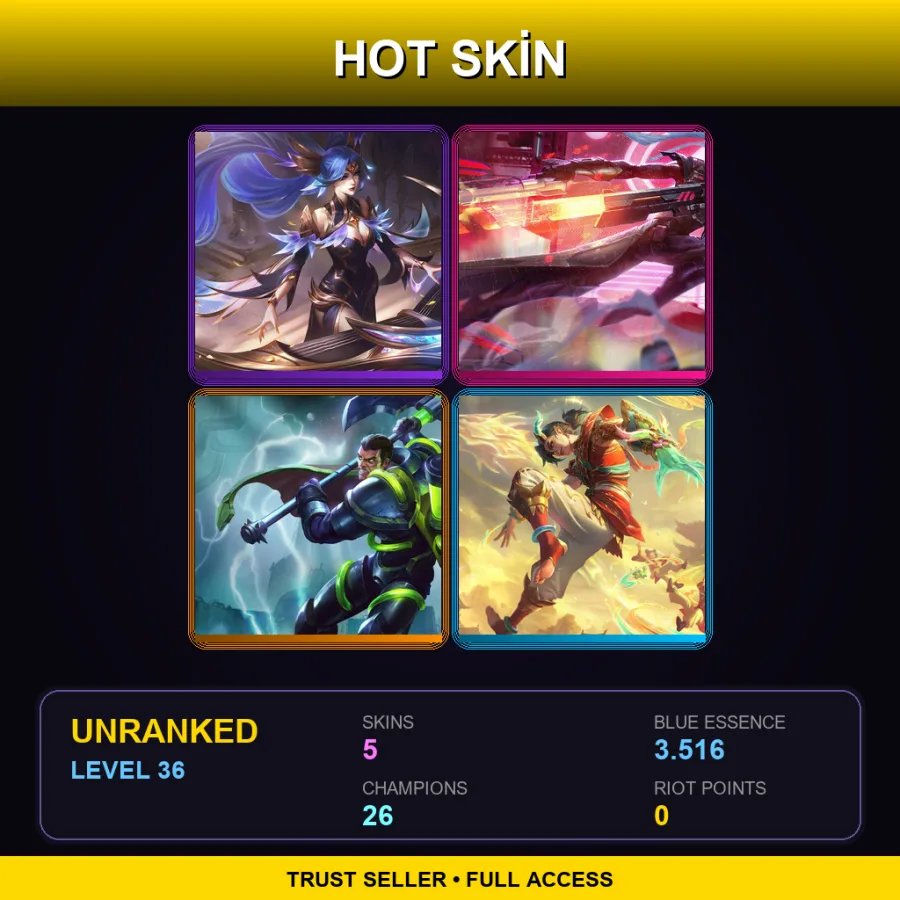 EUW | Lv36 | Unranked | 5 Skin | 26 Champ — Unranked / Smurf League of Legends