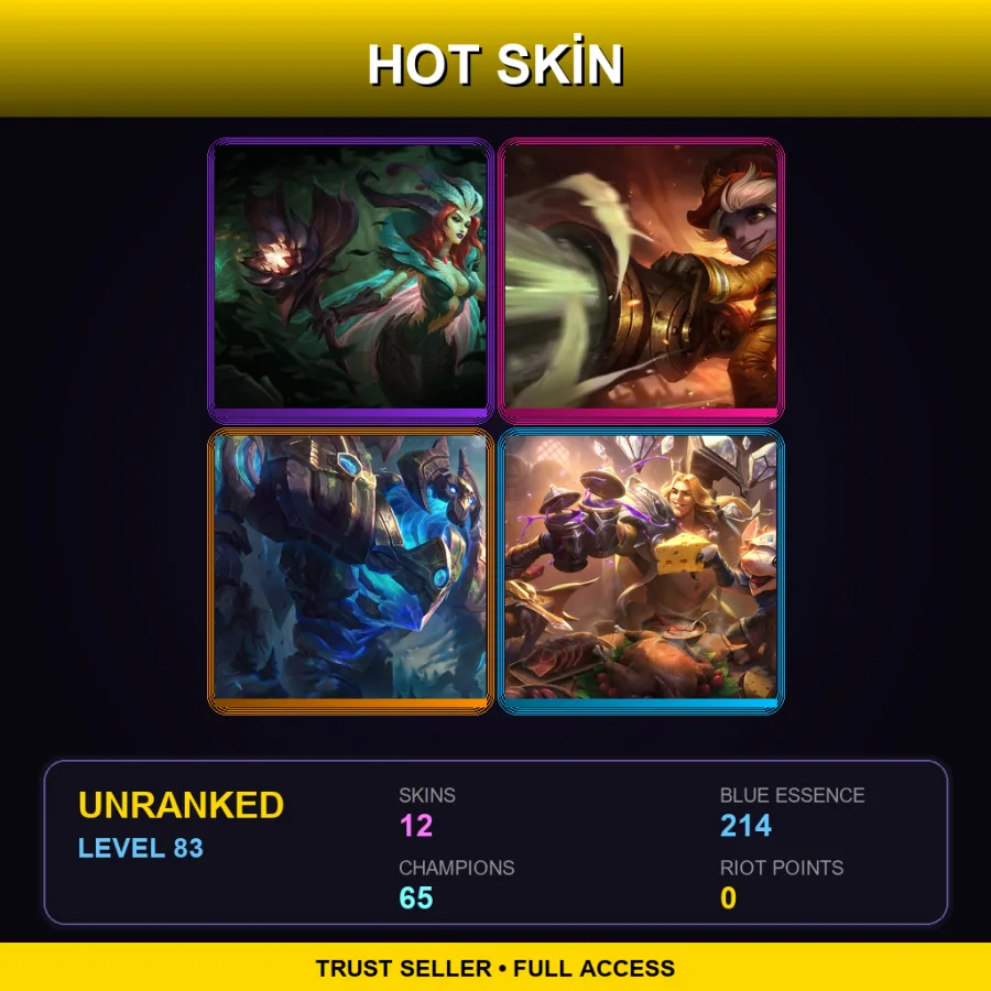 VN | Lv83 | Unranked | 12 Skin | 65 Champ