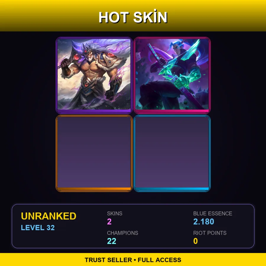 RU | Lv32 | Unranked | 2 Skin | 22 Champ — LoL account