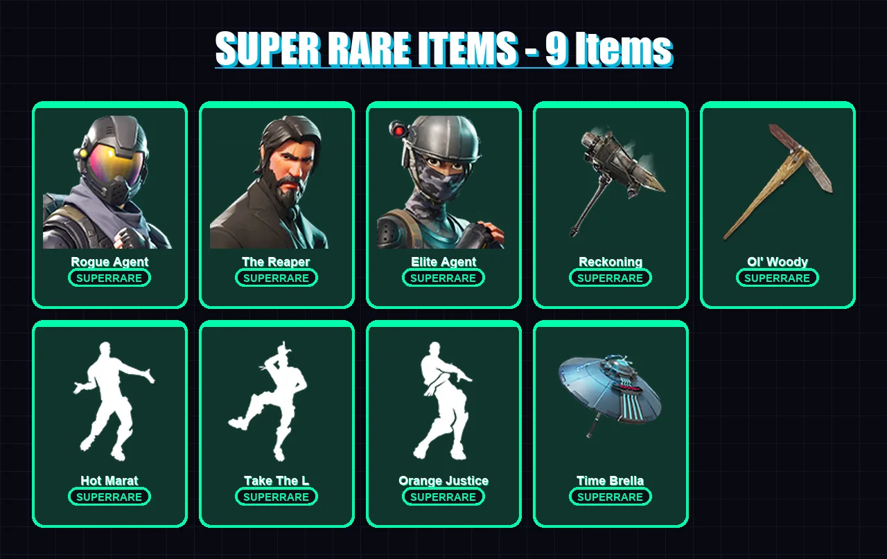 [PC/PSN] | Rogue Agent | The Reaper | Elite Agent | Omegarok | Fade | 101 skin | 122 pickaxe | 133 emote | 118 glider | Lv1520