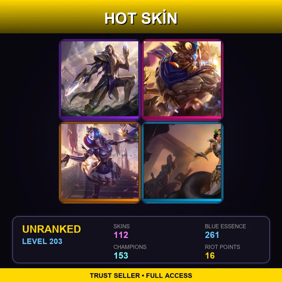 SG | Lv203 | Unranked | 112 Skin | 153 Champ