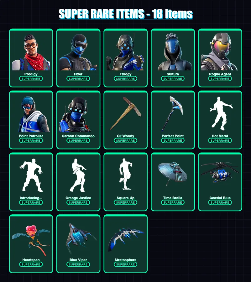 [PC/XBOX] | Prodigy | Fixer | Trilogy | Sultura | Rogue Agent | 132 skin | 129 pickaxe | 139 emote | 129 glider | Lv1811