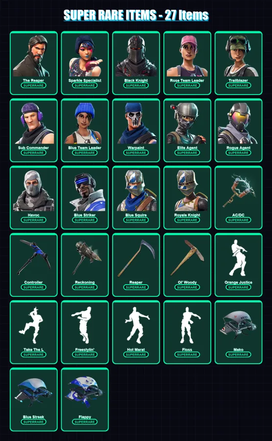 [PC/XBOX/PSN] | The Reaper | Sparkle Specialist | Black Knight | Rose Team Leader | Trailblazer | 88 skin | 72 pickaxe | 73 emote | 73 glider | Lv12 — Fortnite account