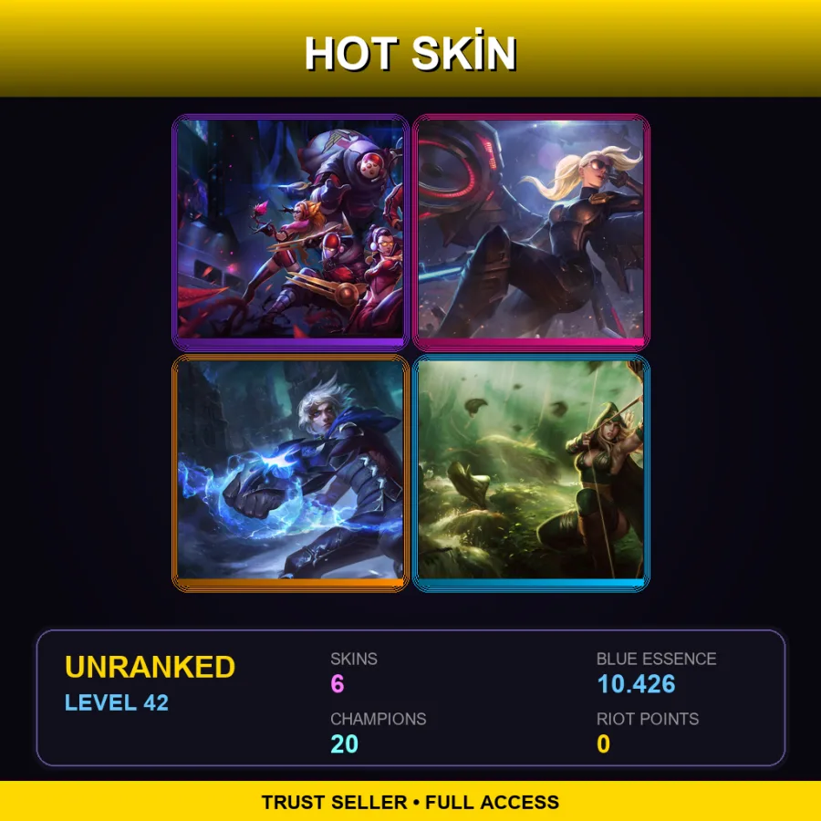 NA | Lv42 | Unranked | 6 Skin | 20 Champ — Unranked / Smurf League of Legends