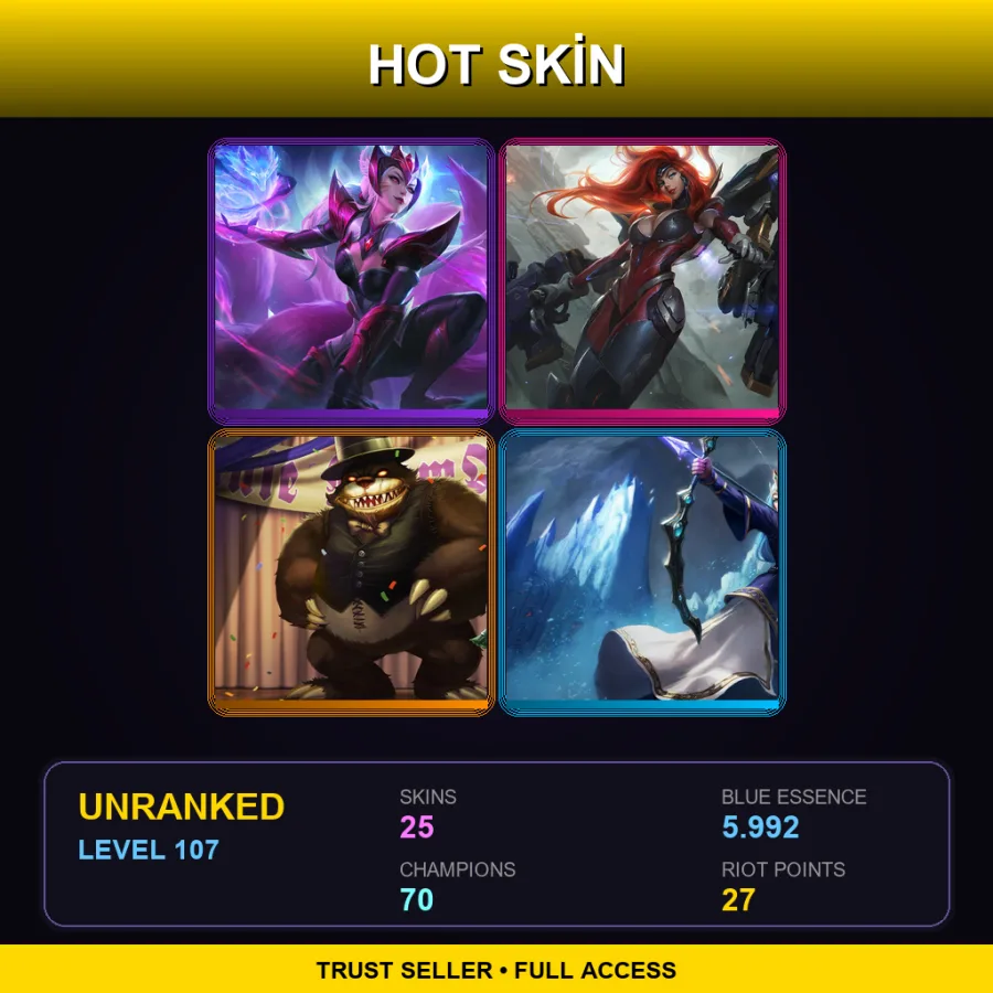 EUNE | Lv107 | Unranked | 25 Skin | 70 Champ