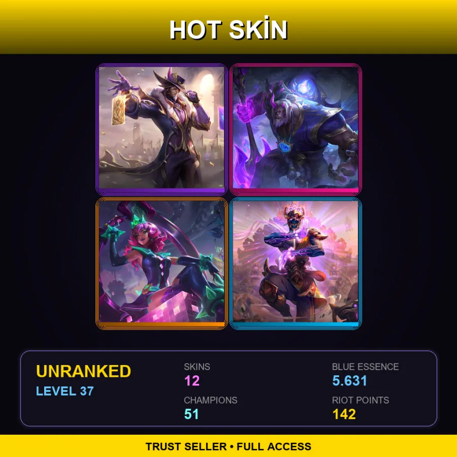 EUW | Lv37 | Unranked | 12 Skin | 51 Champ — Nemesis Jax