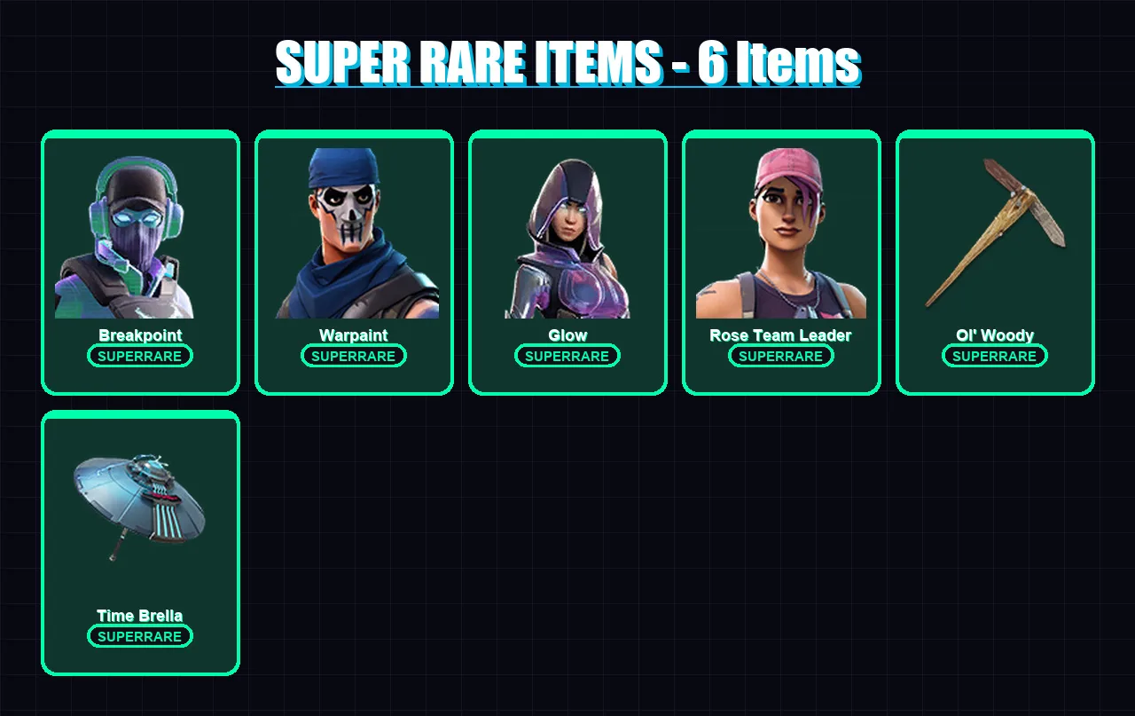 [PC/XBOX/PSN] | Breakpoint | Warpaint | Glow | Rose Team Leader | The Foundation | 59 skin | 72 pickaxe | 70 emote | 68 glider | Lv981