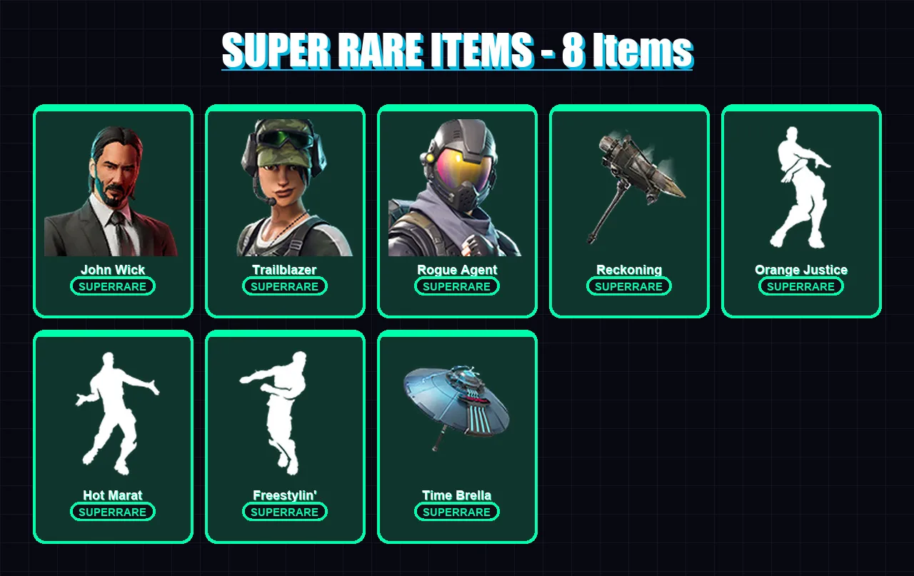 [PS4/PS5/XBOX/PC] | John Wick | Trailblazer | Rogue Agent | Optimus Prime | Enforcer | 238 skin | 206 pickaxe | 181 emote | 126 glider | Lv1494