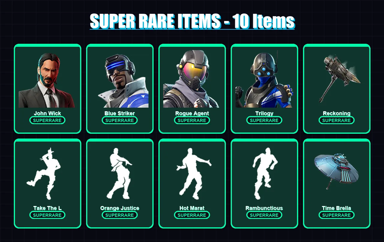 [PS4/PS5/XBOX/PC] | John Wick | Blue Striker | Rogue Agent | Trilogy | Drift | 110 skin | 88 pickaxe | 109 emote | 90 glider | Lv1244 — Game account
