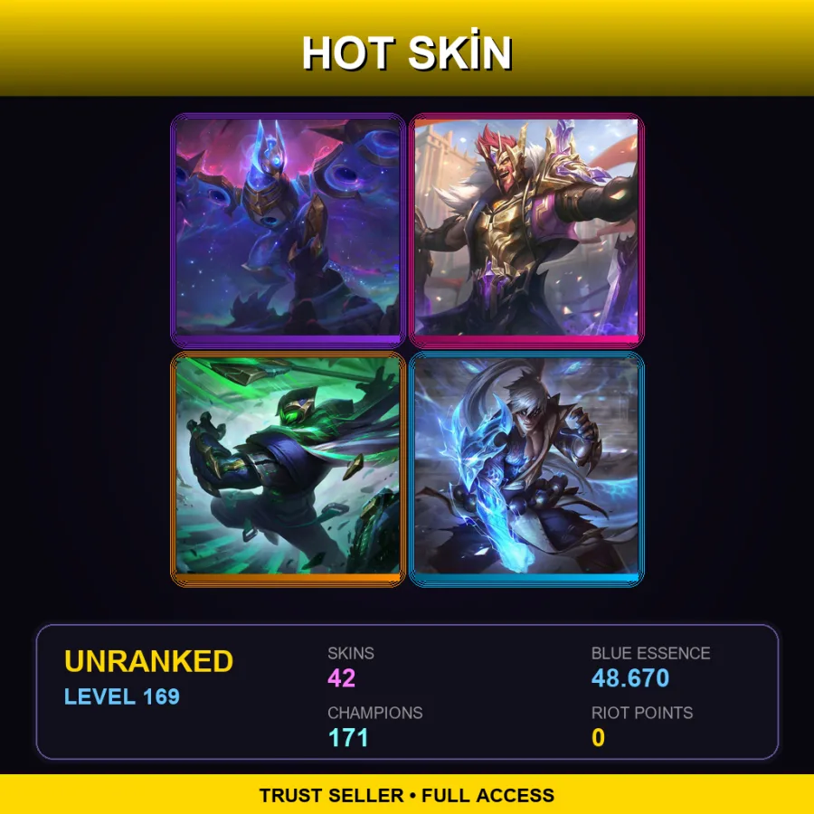 BR | Lv169 | Unranked | 42 Skin | 171 Champ — LoL account