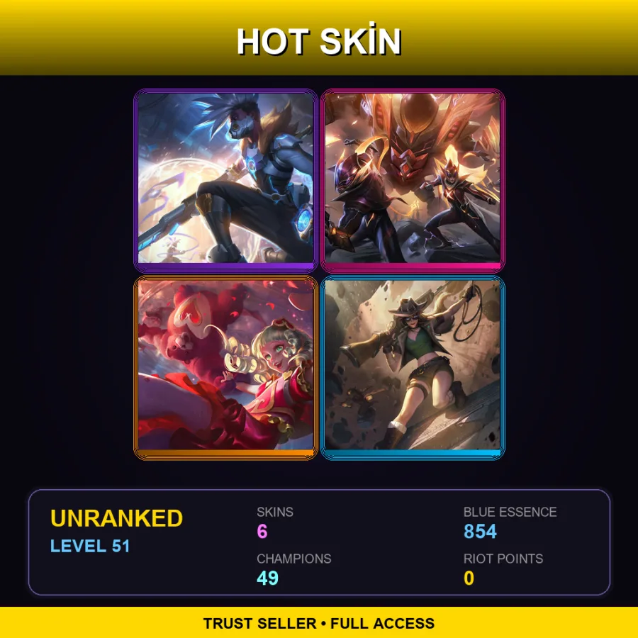 ME | Lv51 | Unranked | 6 Skin | 49 Champ — LoL account