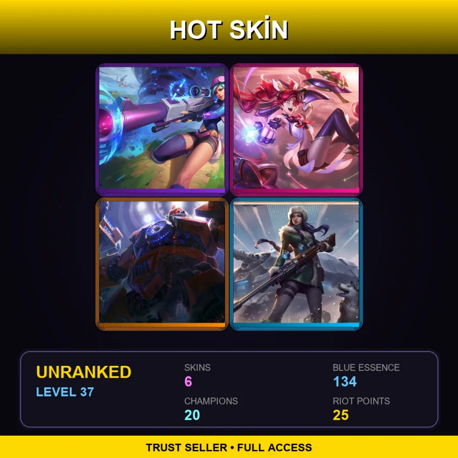 EUNE | Arcade Caitlyn | Star Guardian Jinx | Mecha Zero Sion | Arctic Warfare Caitlyn | 6 Skin | 20 Champ | Lv37