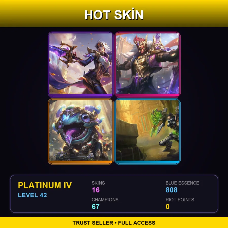 EUW | Lv42 | Platinum IV | 16 Skin | 67 Champ — LoL account
