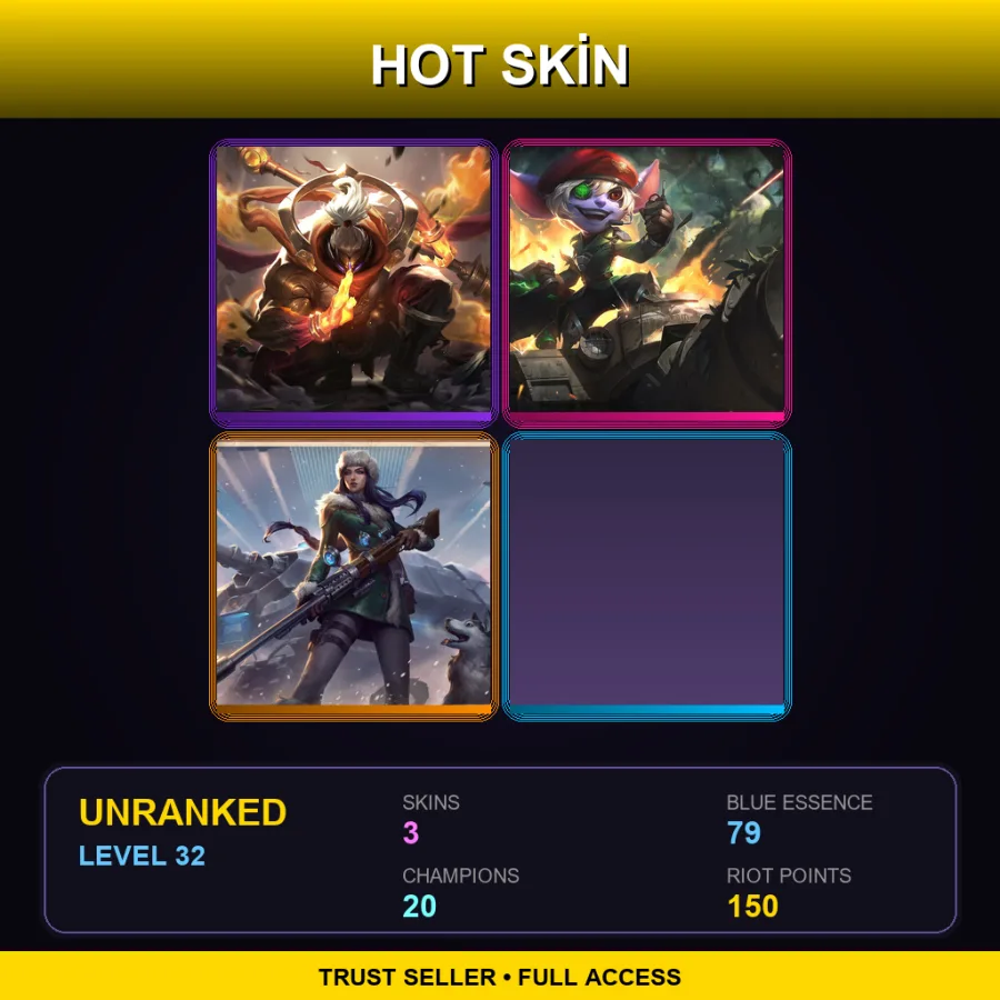 NA | Lv32 | Unranked | 3 Skin | 20 Champ