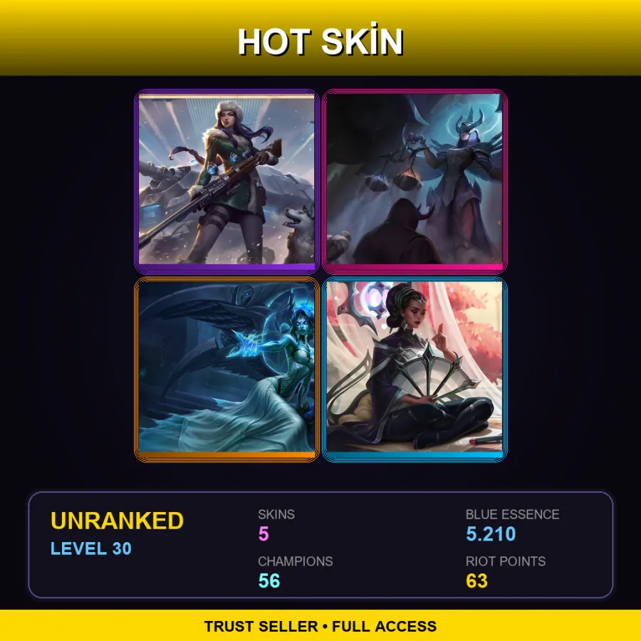 LAN | Lv30 | Unranked | 5 Skin | 56 Champ