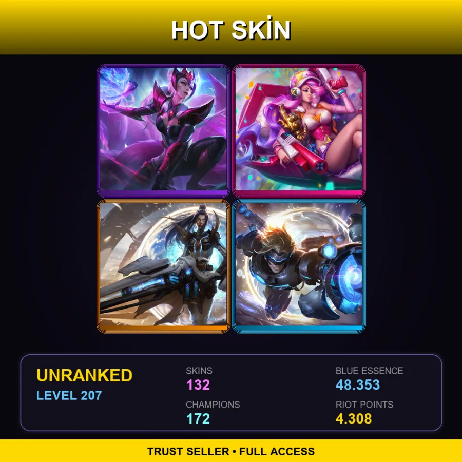 EUW | Lv207 | Unranked | 132 Skin | 172 Champ — LoL account