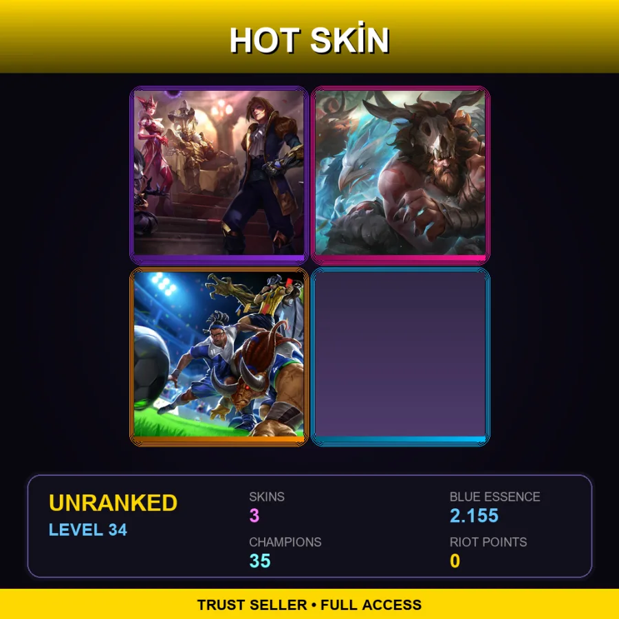 BR | Lv34 | Unranked | 3 Skin | 35 Champ
