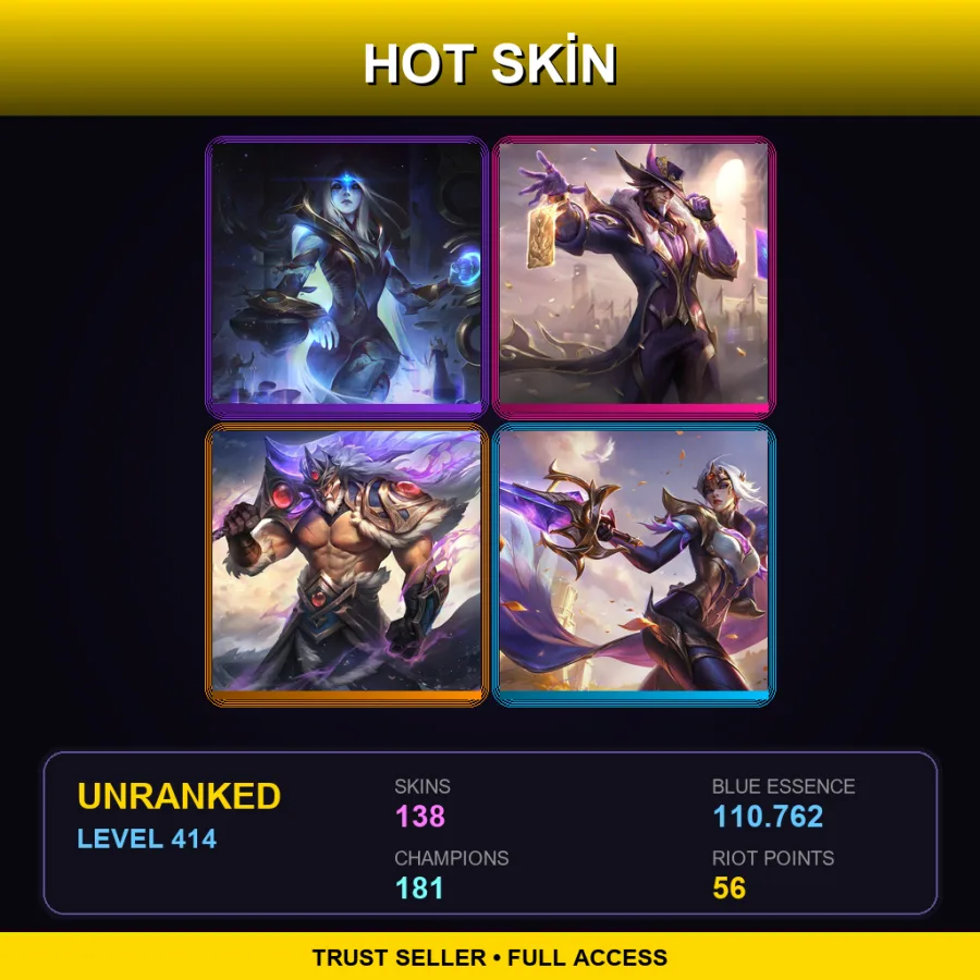 TR | Lv414 | Unranked | 138 Skin | 181 Champ — LoL account