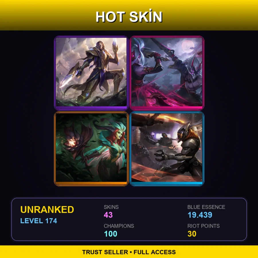 LAN | Lv174 | Unranked | 43 Skin | 100 Champ — Sea Dog Yasuo