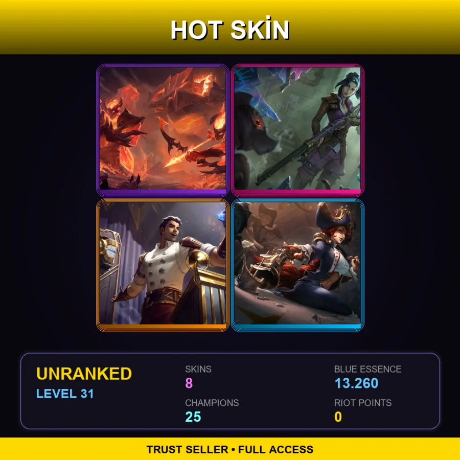 LAS | Lv31 | Unranked | 8 Skin | 25 Champ — Infernal Varus