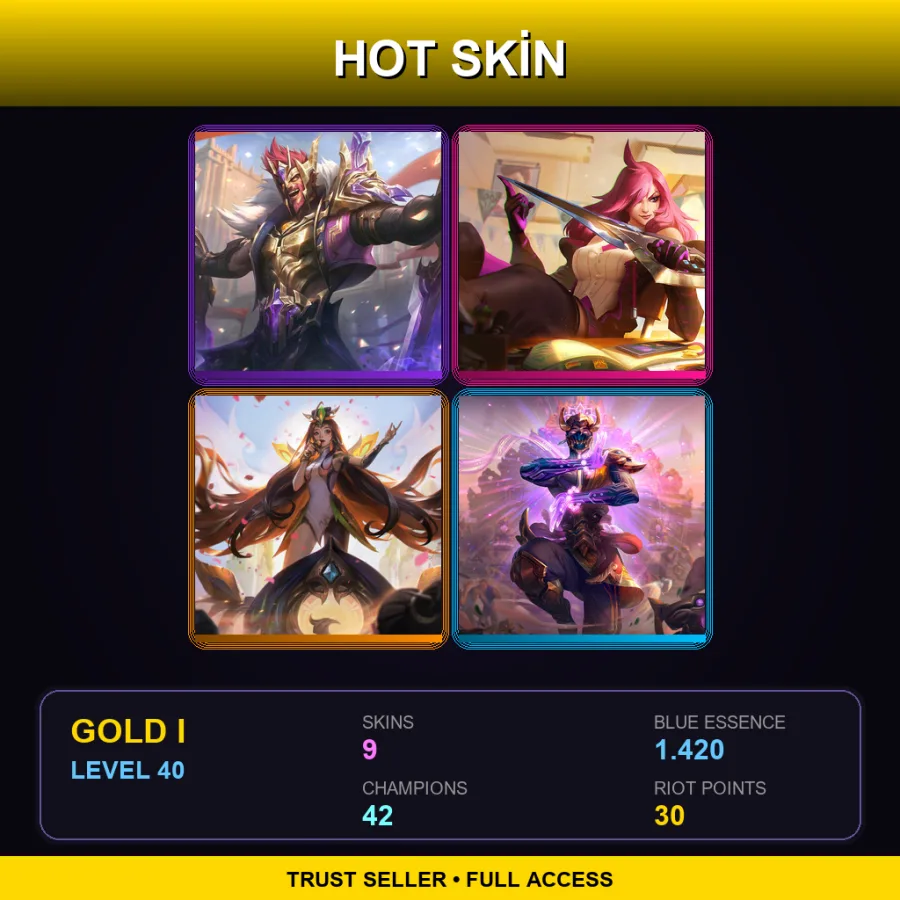 TR | Lv40 | Gold I | 9 Skin | 42 Champ