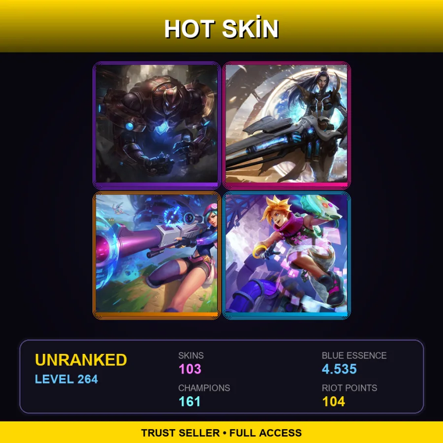 VN | Lv264 | Unranked | 103 Skin | 161 Champ — LoL account