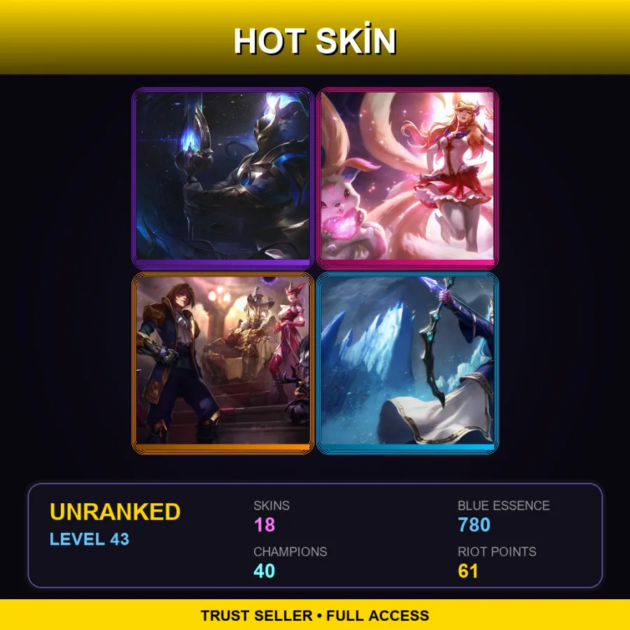 TR | Lv43 | Unranked | 18 Skin | 40 Champ — LoL account