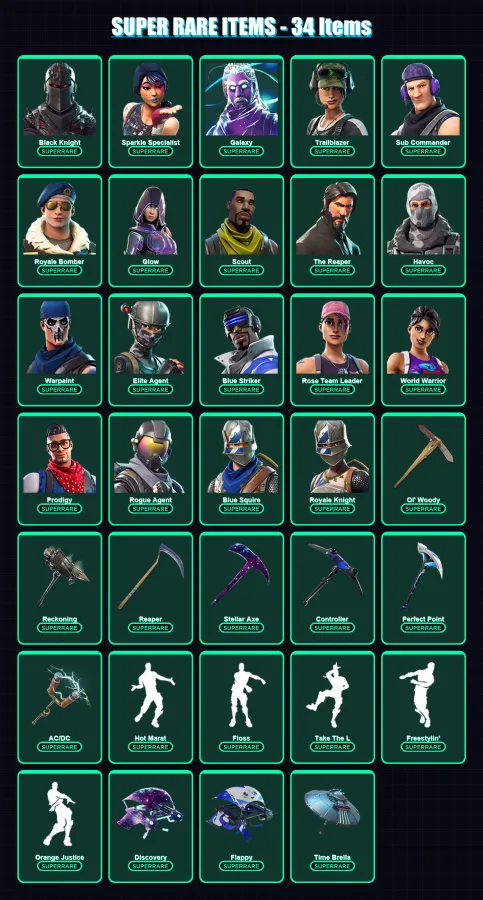 [PC] | Black Knight | Sparkle Specialist | Galaxy | Trailblazer | Sub Commander | 210 skin | 159 pickaxe | 149 emote | 117 glider | Lv2110