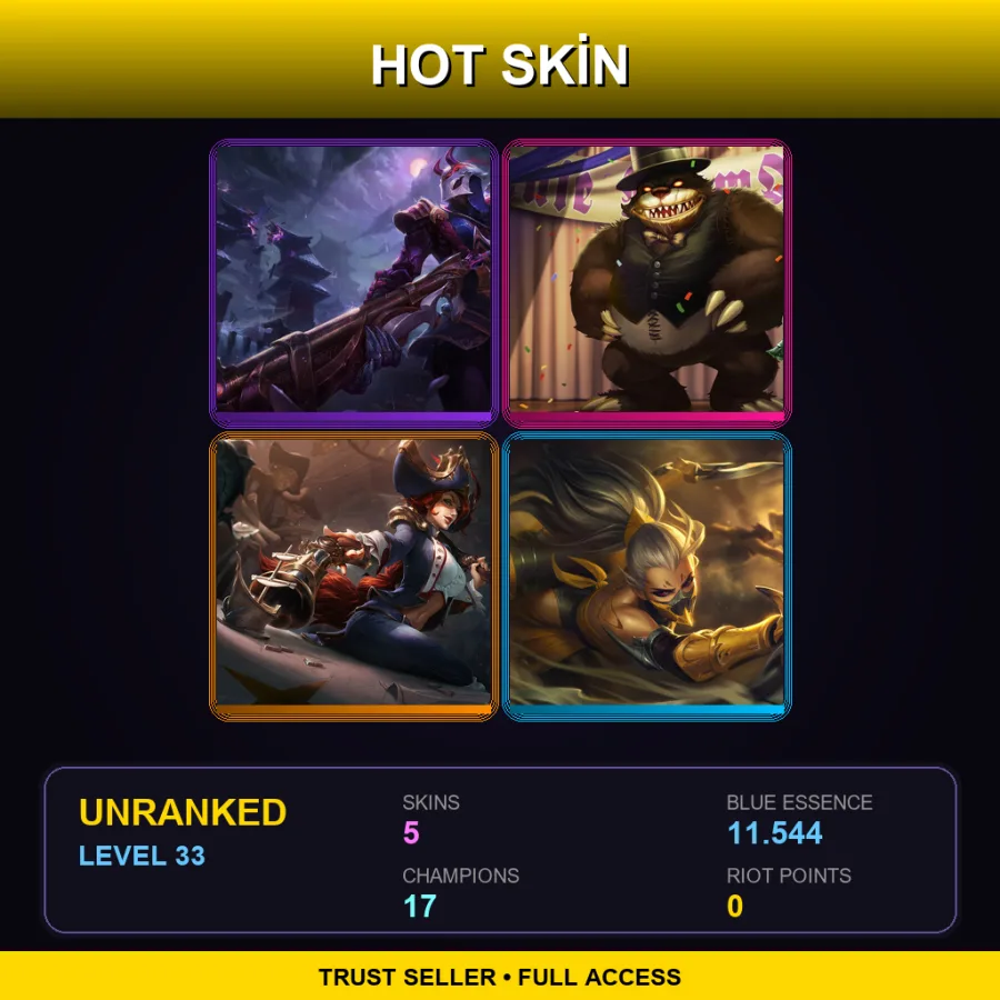 LAN | Lv33 | Unranked | 5 Skin | 17 Champ
