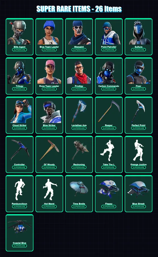 [PS4/PS5/XBOX/PC] | Elite Agent | Blue Team Leader | Warpaint | Point Patroller | Sultura | 149 skin | 148 pickaxe | 149 emote | 138 glider | Lv1954 — Fortnite account