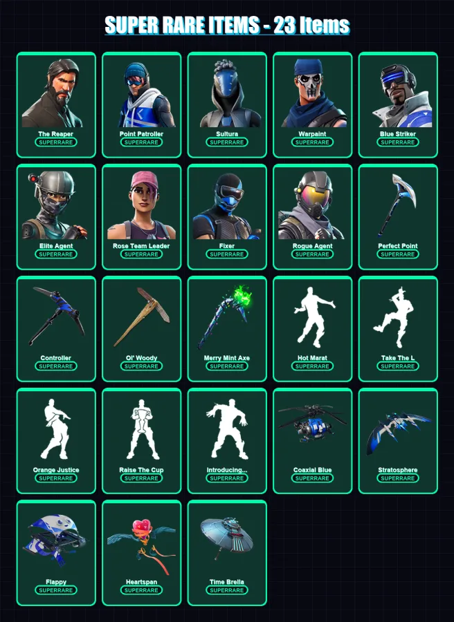 [PS4/PS5/XBOX/PC] | The Reaper | Point Patroller | Sultura | Warpaint | Blue Striker | 146 skin | 187 pickaxe | 178 emote | 166 glider | Lv2837