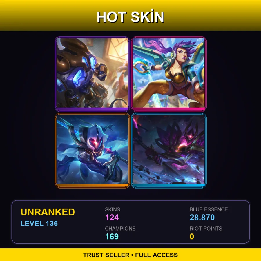 SG | Lv136 | Unranked | 124 Skin | 169 Champ