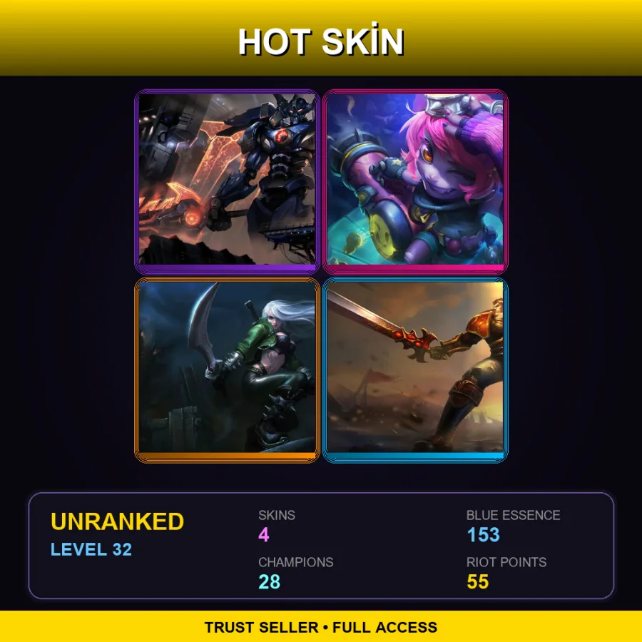 LAN | Lv32 | Unranked | 4 Skin | 28 Champ