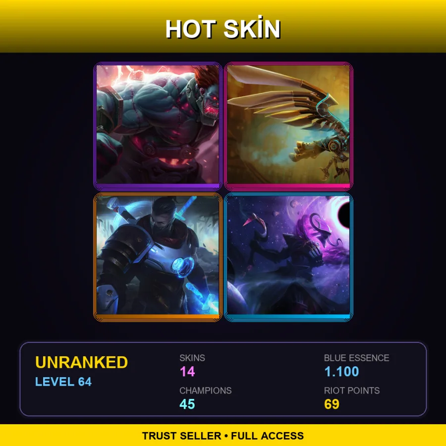 NA | Lv64 | Unranked | 14 Skin | 45 Champ — Full Metal Jayce