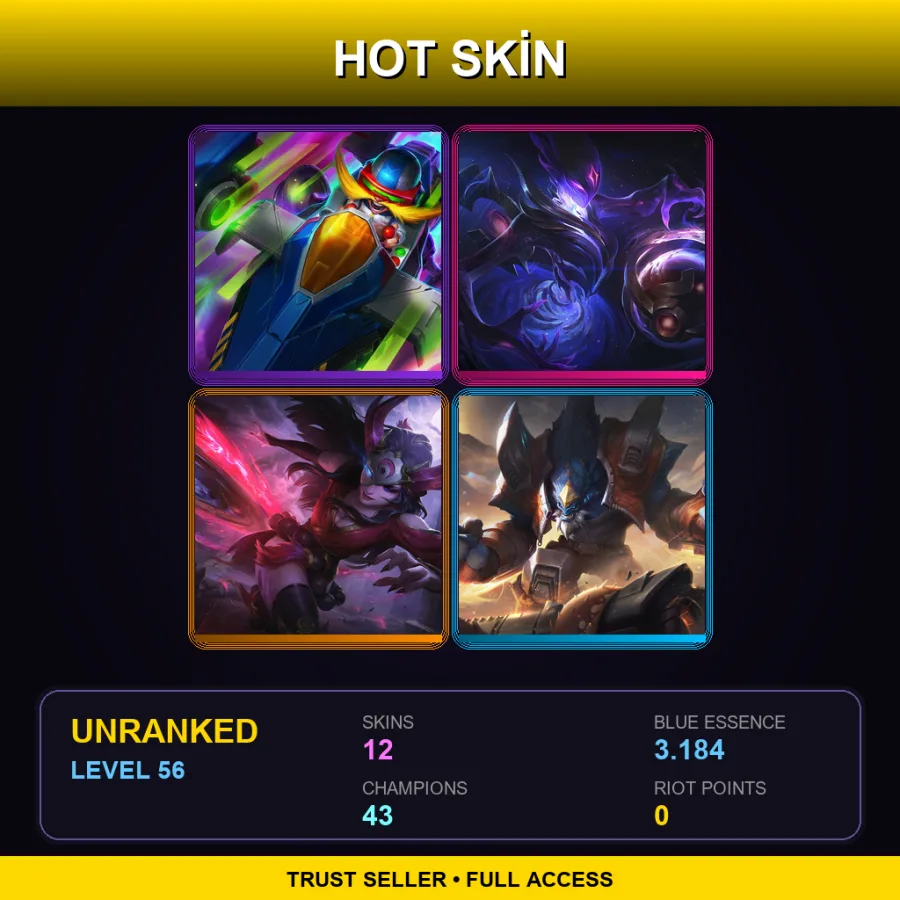EUW | Lv56 | Unranked | 12 Skin | 43 Champ — Unranked / Smurf League of Legends