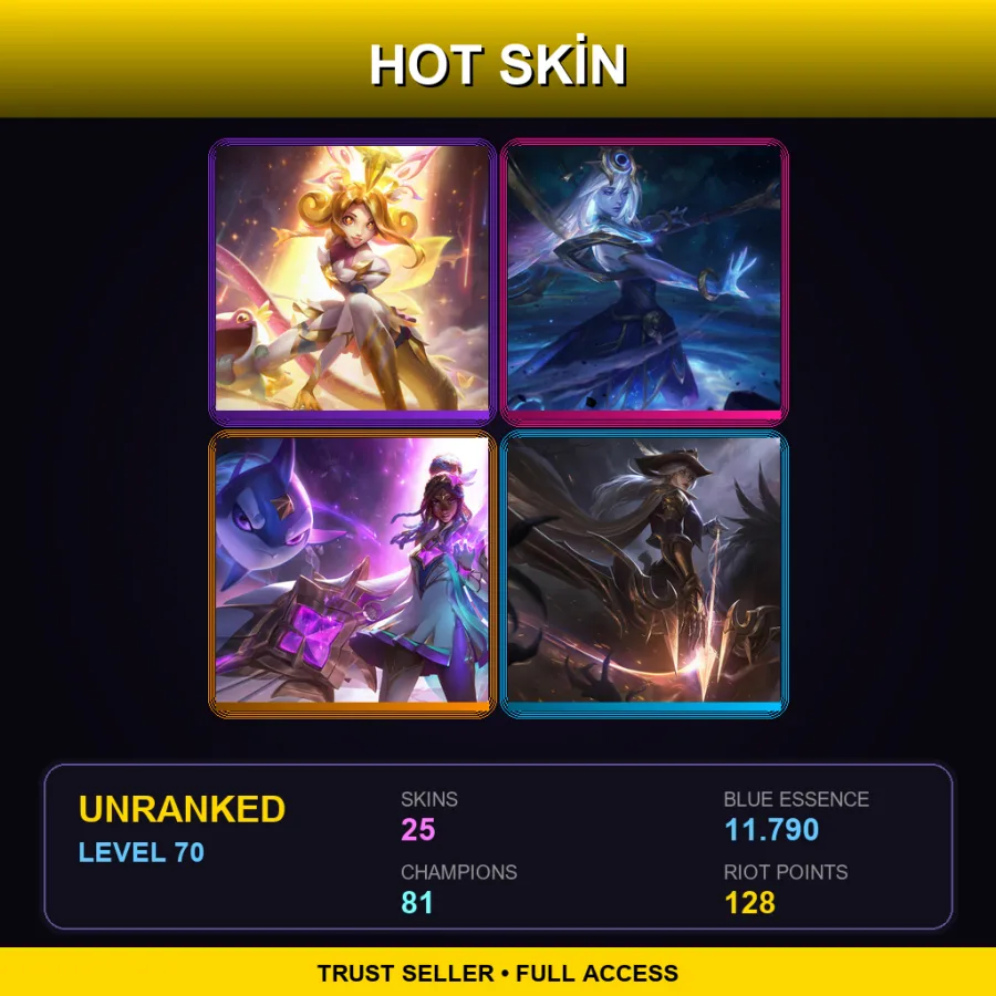 EUW | Lv70 | Unranked | 25 Skin | 81 Champ — LoL account
