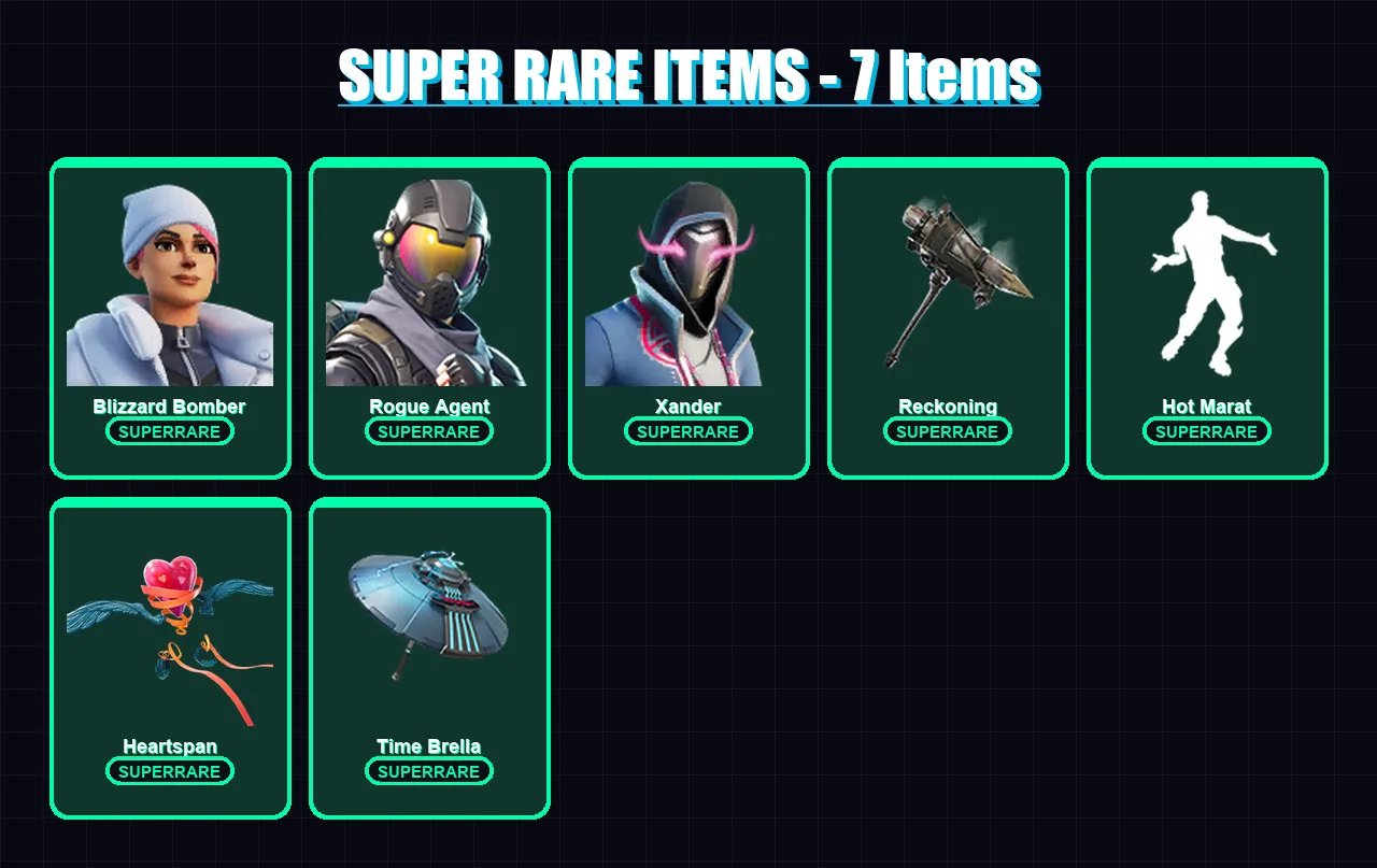 [PC] | Blizzard Bomber | Rogue Agent | Xander | The Prisoner | Carbide | 54 skin | 99 pickaxe | 88 emote | 96 glider | Lv1911