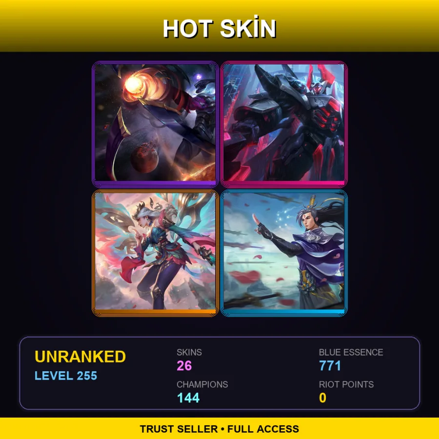 LAN | Lv255 | Unranked | 26 Skin | 144 Champ