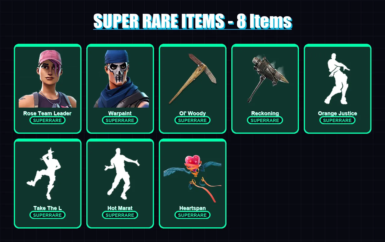 [SWITCH/XBOX/PSN/PC] | Rose Team Leader | Warpaint | Carbide | Drift | Catalyst | 54 skin | 44 pickaxe | 60 emote | 49 glider | Lv490