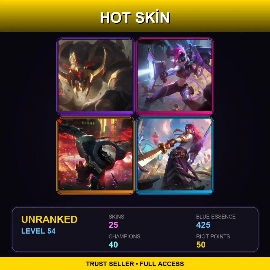 NA | Lv54 | Unranked | 25 Skin | 40 Champ