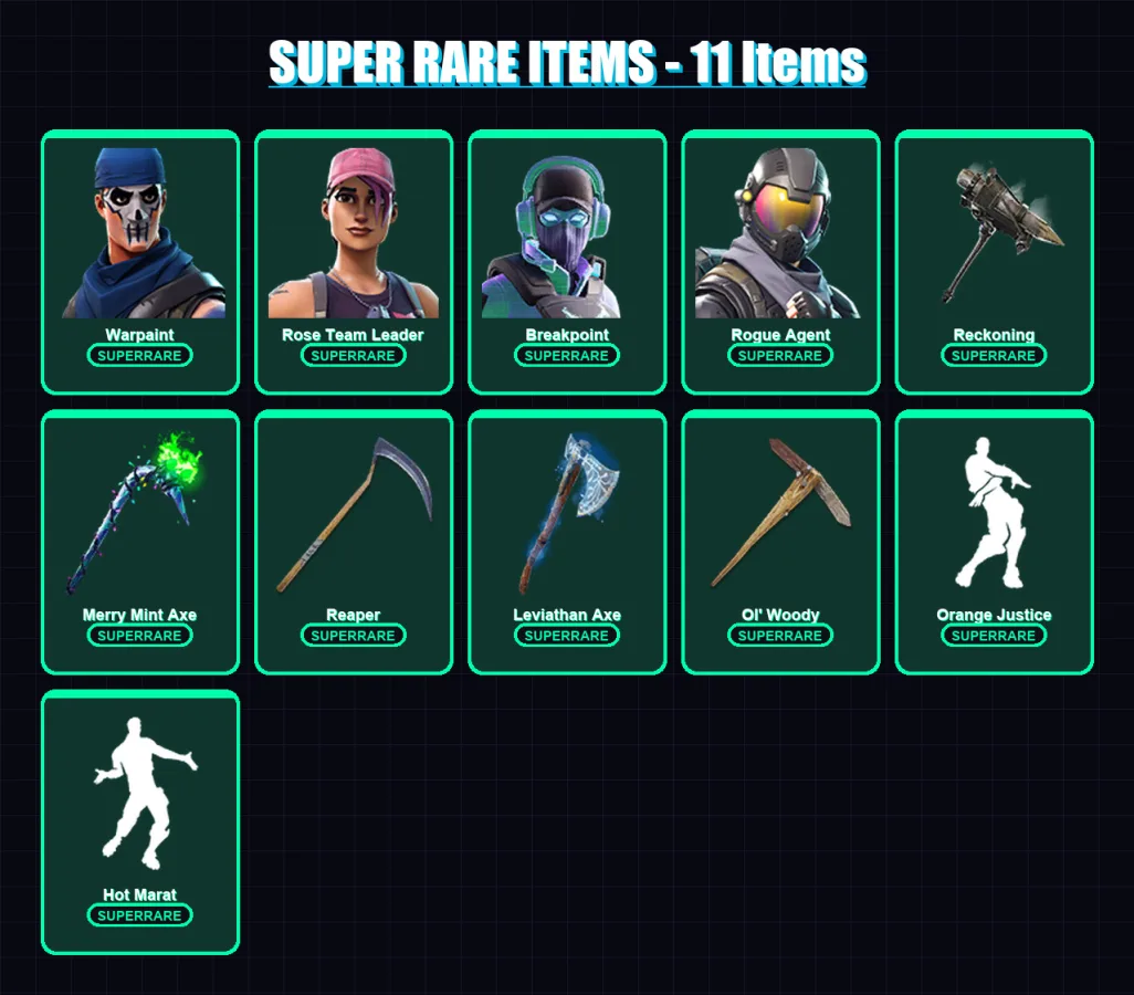 [PC/PSN] | Warpaint | Rose Team Leader | Breakpoint | Rogue Agent | Hybrid | 166 skin | 120 pickaxe | 117 emote | 90 glider | Lv1340 — Fortnite account