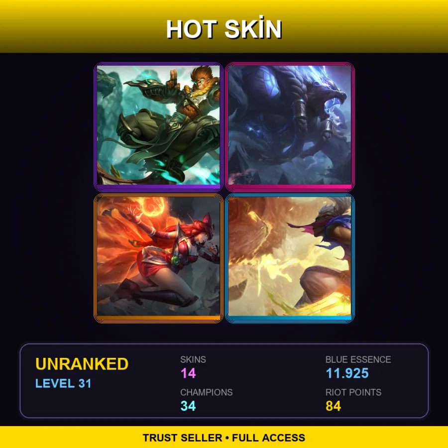 NA | Lv31 | Unranked | 14 Skin | 34 Champ