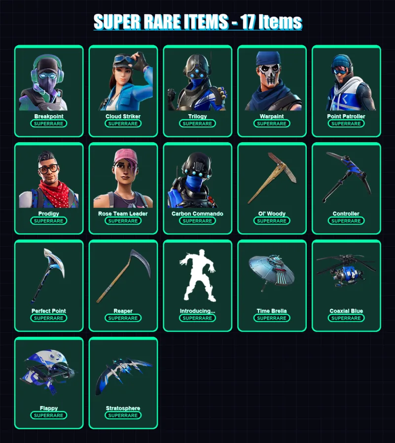 [PC/XBOX] | Breakpoint | Cloud Striker | Trilogy | Warpaint | Point Patroller | 137 skin | 125 pickaxe | 115 emote | 109 glider | Lv1435