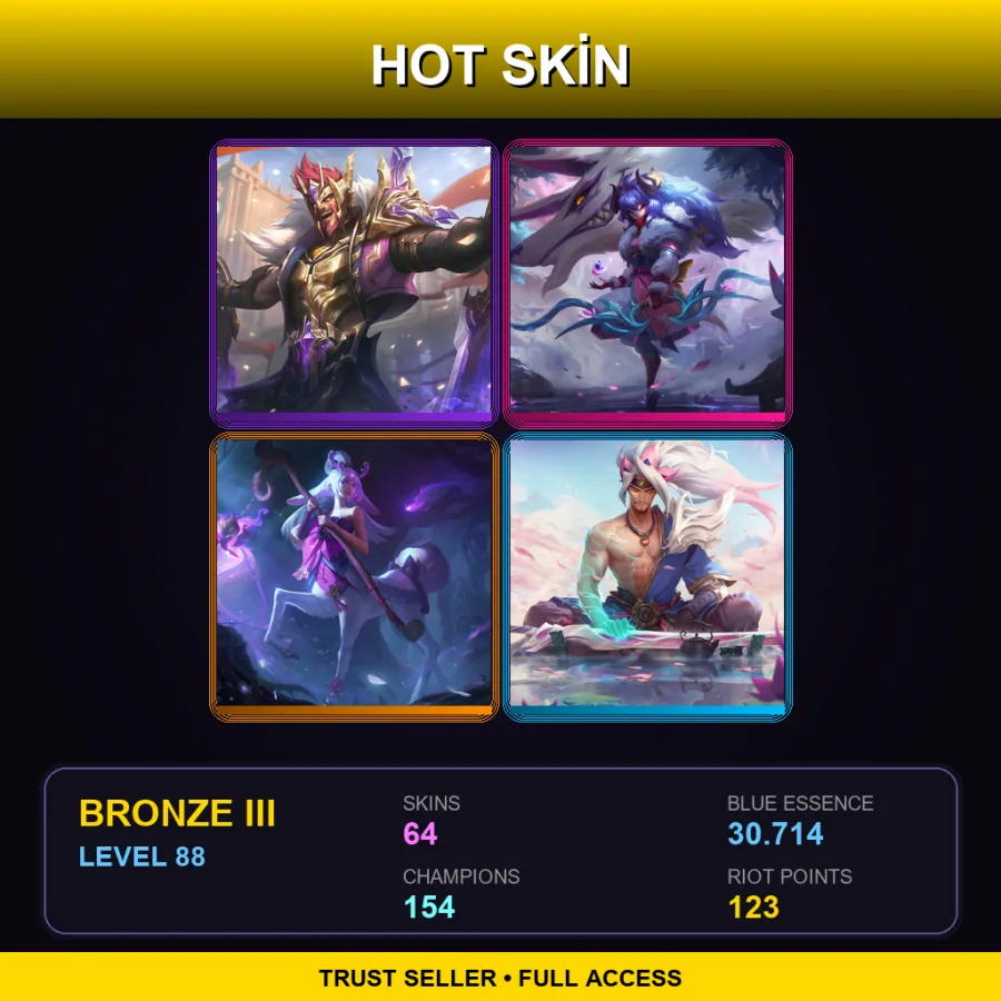 EUNE | Lv88 | Bronze III | 64 Skin | 154 Champ