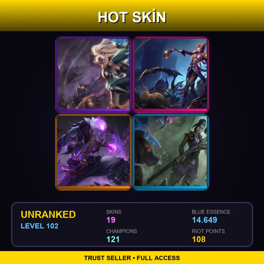 EUW | Lv102 | Unranked | 19 Skin | 121 Champ