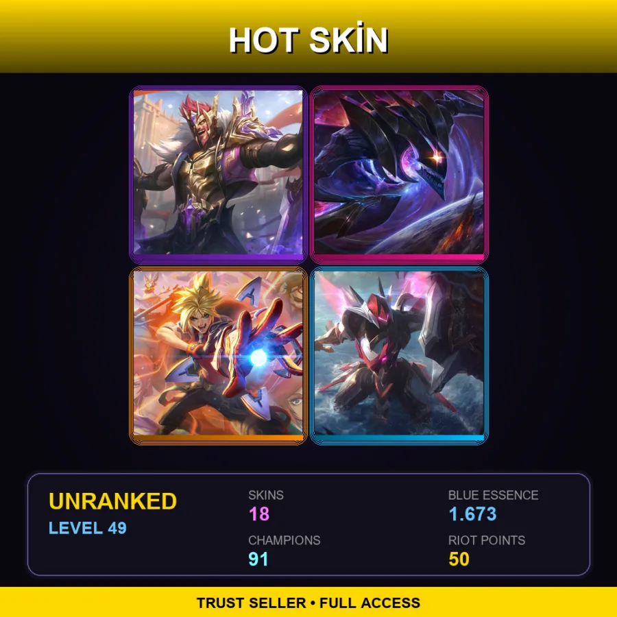 TR | Lv49 | Unranked | 18 Skin | 91 Champ