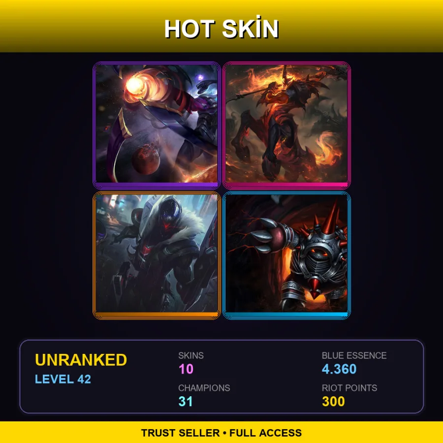 EUW | Lv42 | Unranked | 10 Skin | 31 Champ